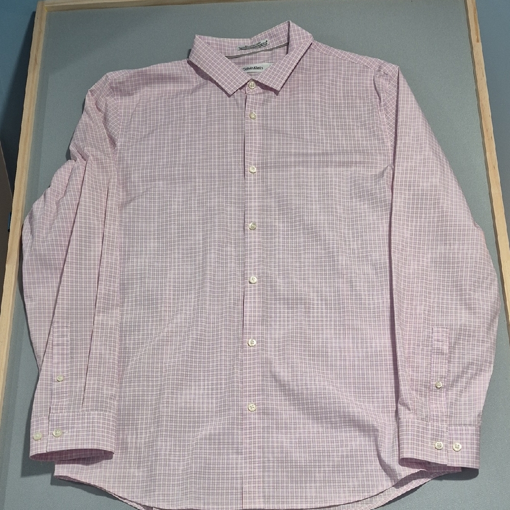 Calvin Klein Collection Pink Checkered Dress Shirt